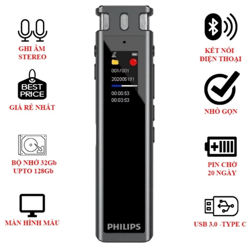 máy ghi âm mini có dung lượng lưu trữ lớn