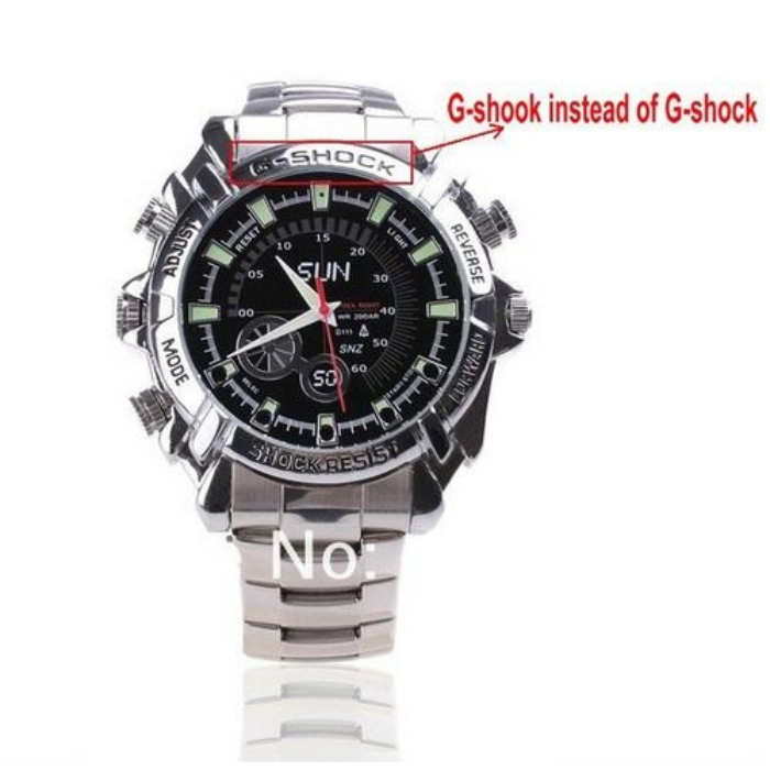 Đồng hồ camera G-Shock 8GB Full HD dây sắt cao cấp 2 đồng hồ camera g shock 8gb full hd 2