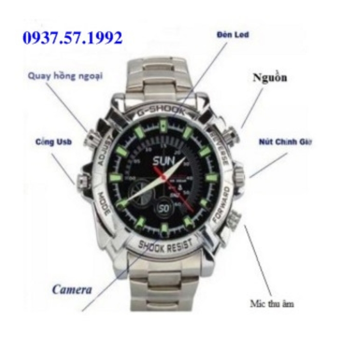 Đồng hồ camera G-Shock 8GB Full HD dây sắt cao cấp 4 đồng hồ camera g shock 8gb full hd 3